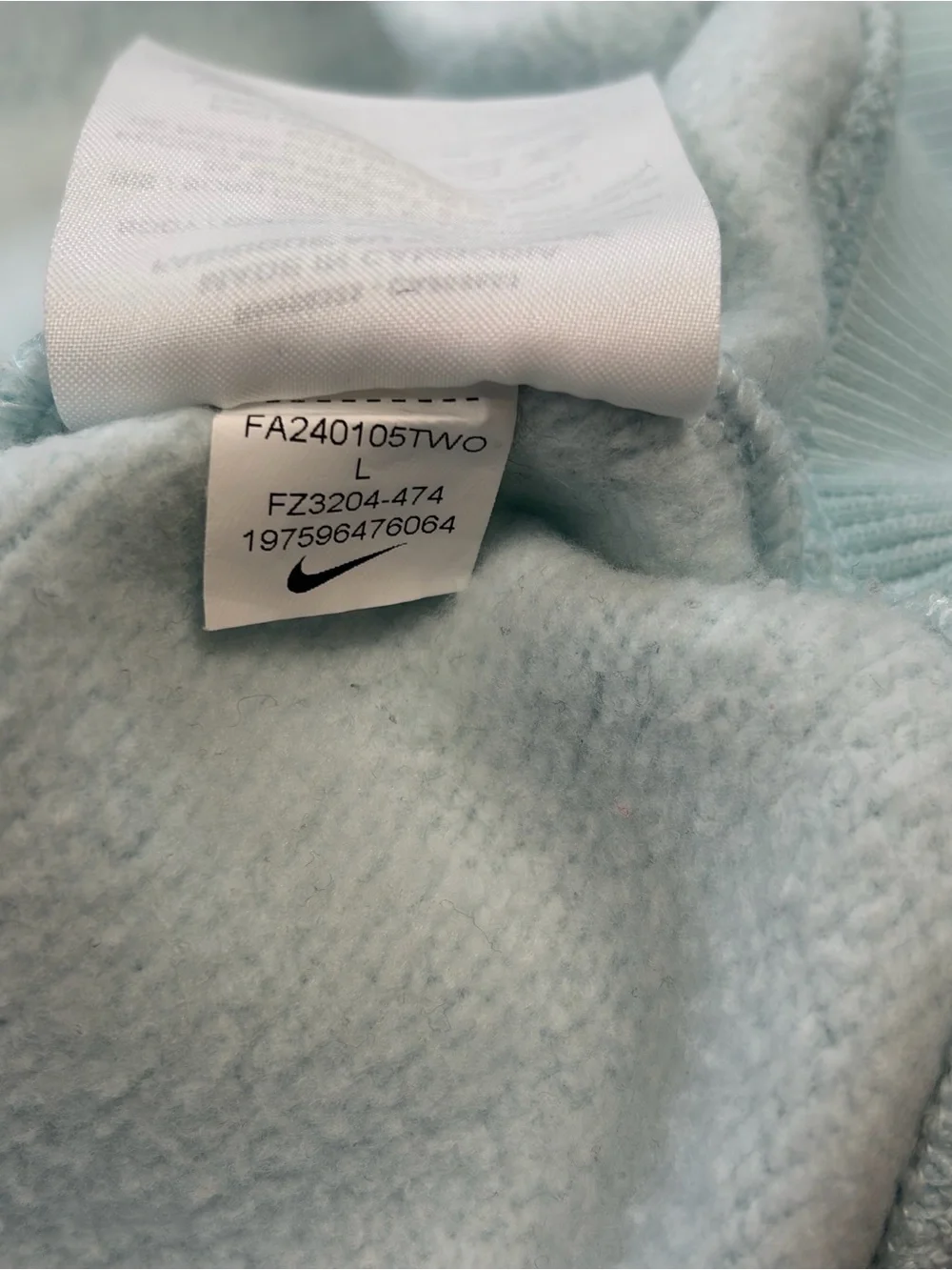 Nike Sportswear Phoenix Fleece Full Zip Jacket Light Blue Cropped Women's L